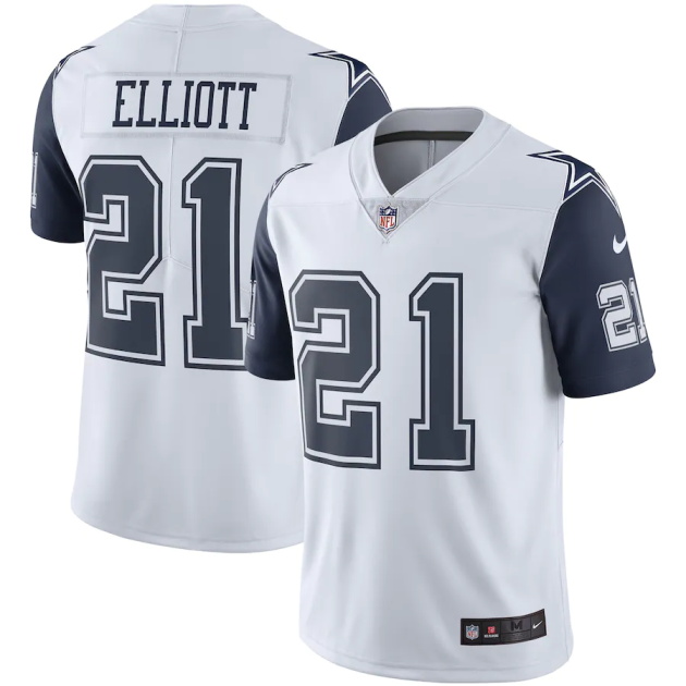 mens nike ezekiel elliott dallas cowboys white color rush vapor limited jersey